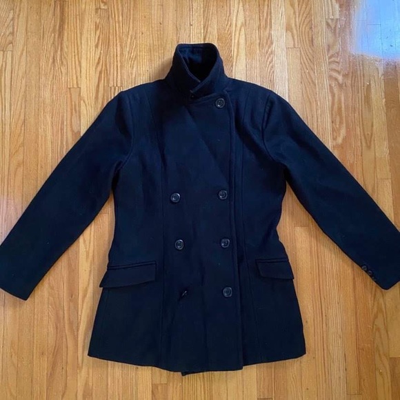 DOUBLE BREASTED TRENCH COAT BLACK ELLABEE SMALL - Picture 3 of 9